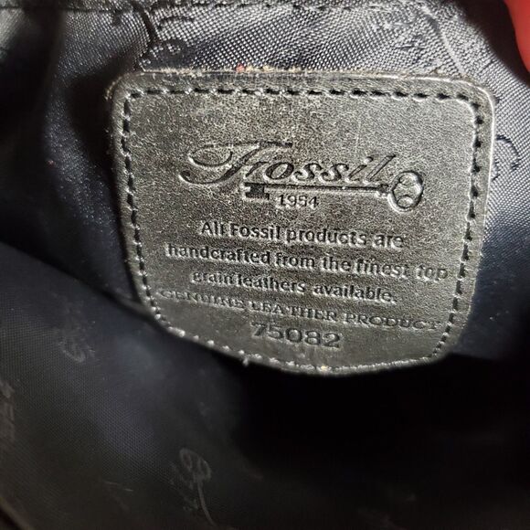 Vintage Fossil Black Genuine Leather Handbag Tote with Authenticity Card‎ #75082 - Picture 15 of 16
